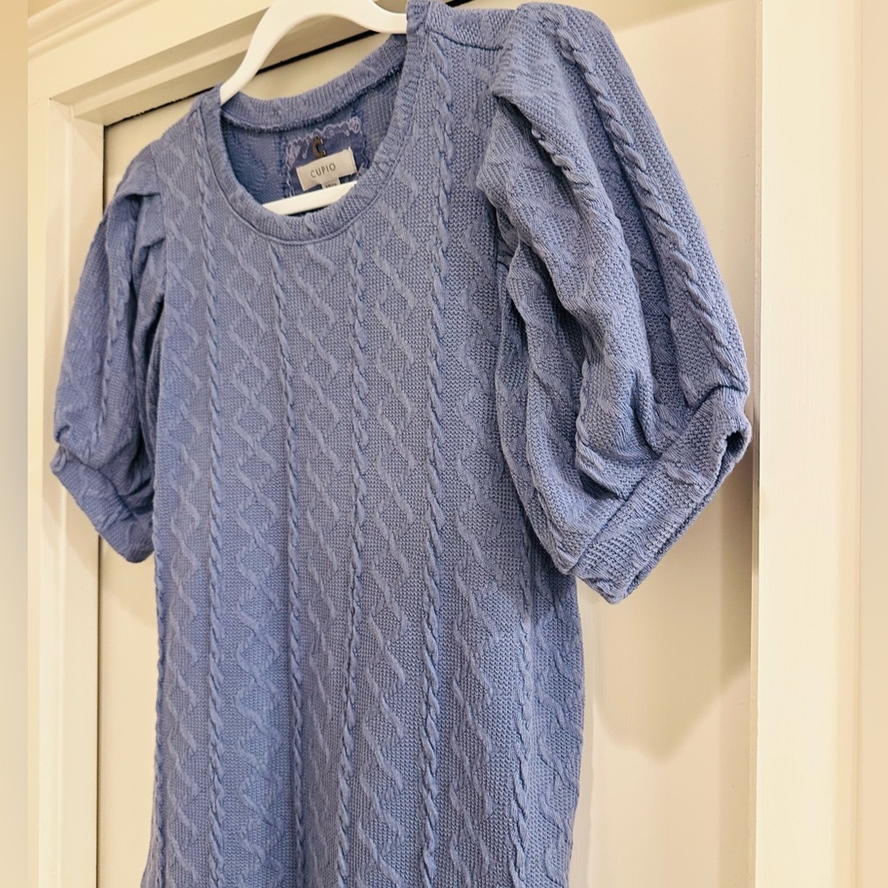 Cupio Blue Cable Knit Women's Top - Picture 2 of 4